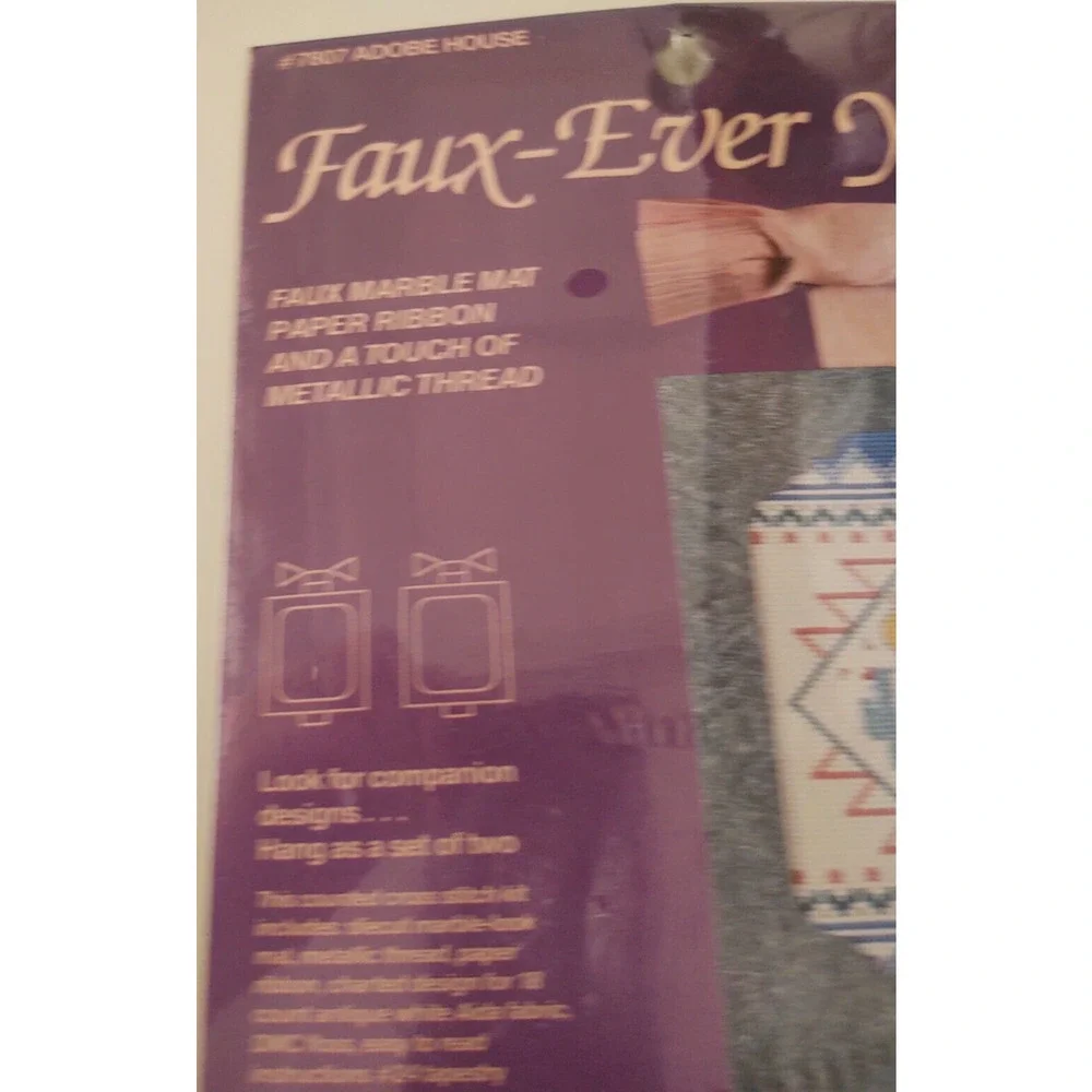 2 Southwest Cross Stitch Kit Coyote & Adobe House includes Mats 5x7